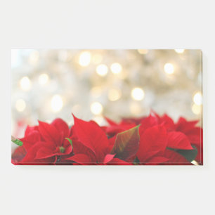 Post-it® Poinsettias rouges avec Golden Bokeh Noël