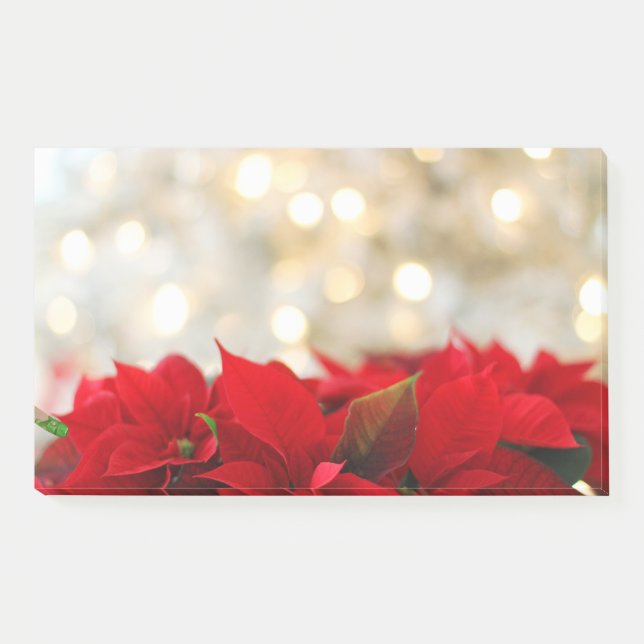 Post-it® Poinsettias rouges avec Golden Bokeh Noël (Devant)