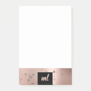 Post-it® Point de confetti rose moderne et élégant en or