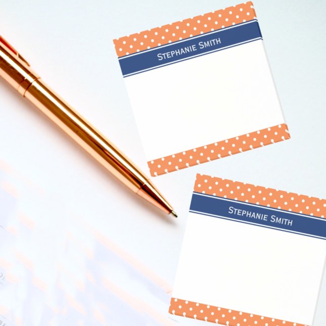 Post-it® Pointe Polka blanche orange avec Bleu Royal (Créateur téléchargé)
