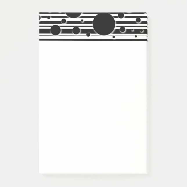 Post-it® Points et rayures noirs et blancs (Devant)