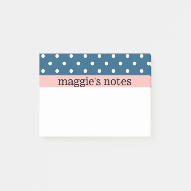 Post-it® Pois bleu et blanc (Devant)