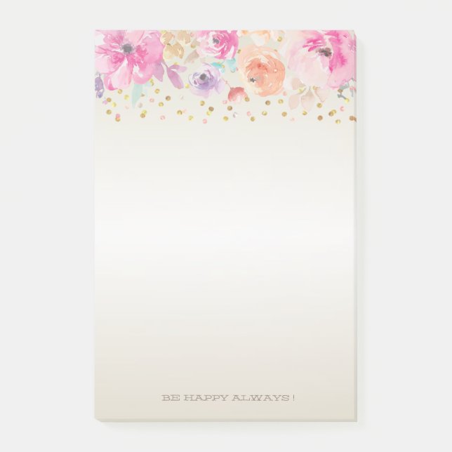 Post-it® Pois modernes, Confetti, Fleurs -Personnalisé (Devant)