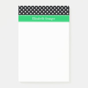 Post-it® Pois noirs blancs Nom d'émeraude Monogramme