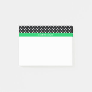 Post-it® Pois noirs blancs Nom d'émeraude Monogramme