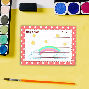 Post-it® Pois rouges, étoiles mignonnes et arcs-en-ciel 4"