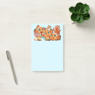 Post-it® Poisson clown Dessin animé mignon Famille Sous l'e