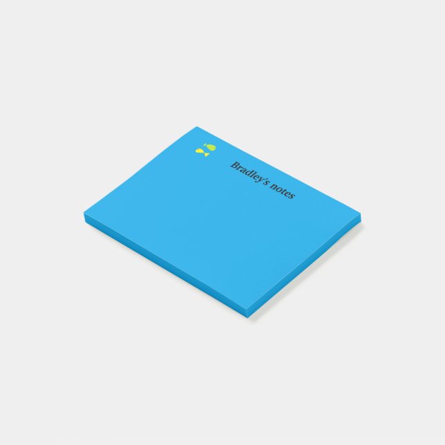 Post-it® Poissons verts et jaunes mignons sur le bleu (Incliné)