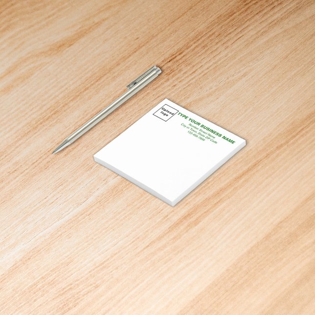 Post-it® Police d'entreprise verte Carré blanc (Build brand name awareness. Green texts of your business brand on heading of square post it note.)