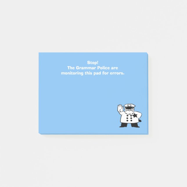 Post-it® Police faite sur commande de grammaire surveillant (Devant)