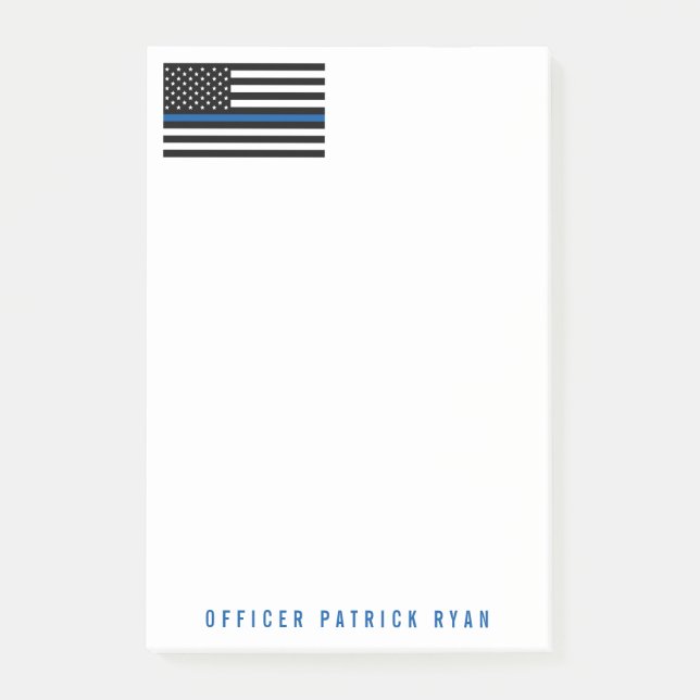 Post-it® Police Mince Ligne Bleue Drapeau Américain Ajouter (Devant)