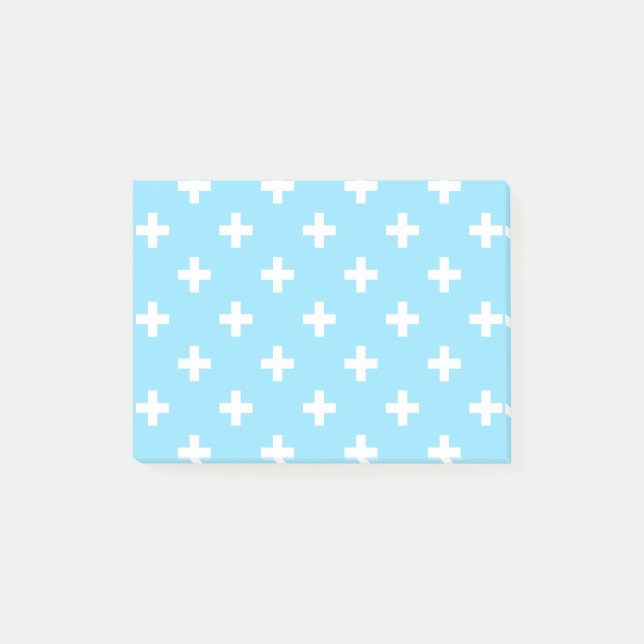 Post-it® Polka blanche croise sur bleu bébé (Devant)