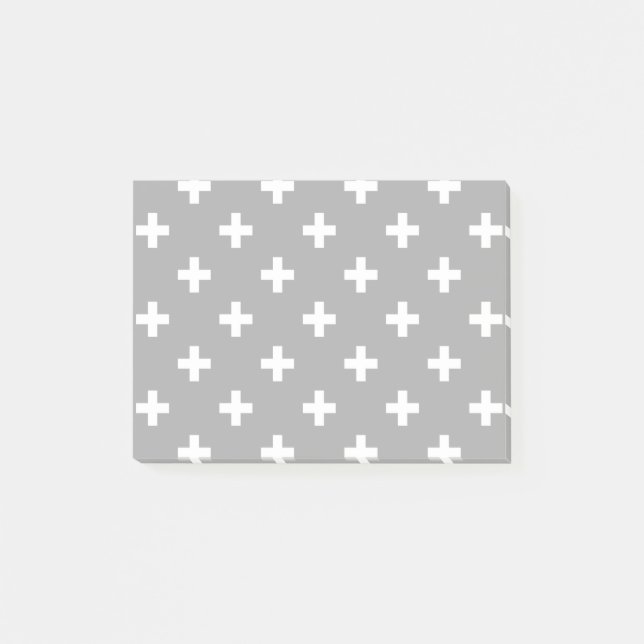 Post-it® Polka blanche croise sur gris (Devant)