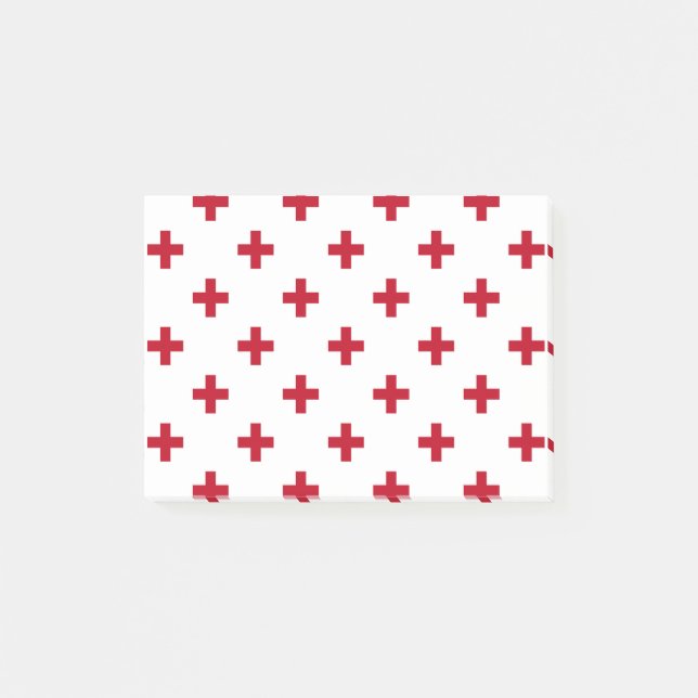 Post-it® Polka rouge croise sur blanc (Devant)