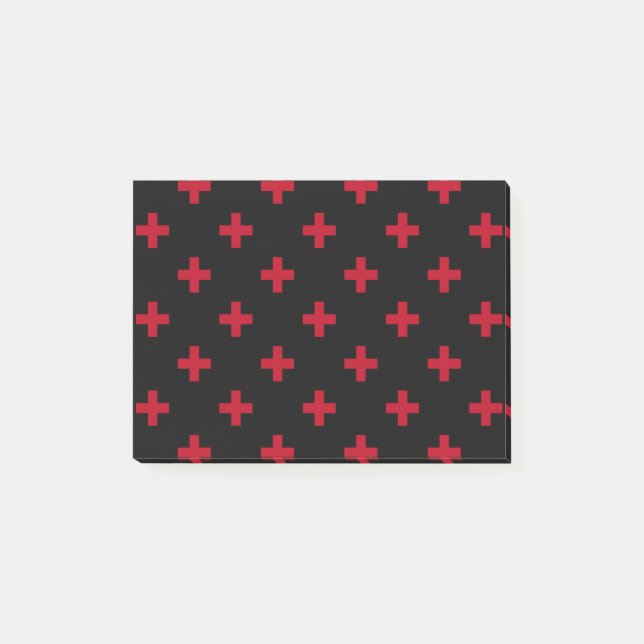 Post-it® Polka rouge croise sur noir (Devant)