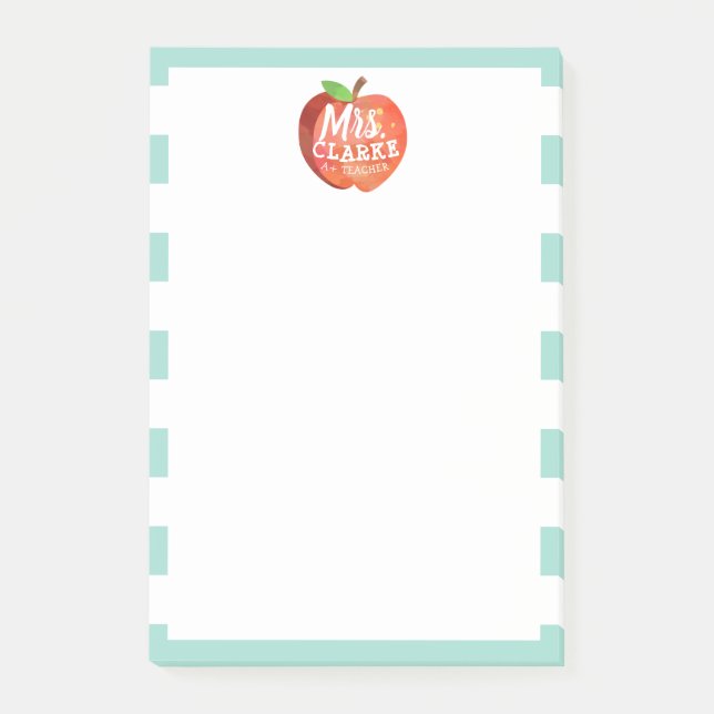 Post-it® Pomme de l'enseignant| Nom Customisé (Devant)