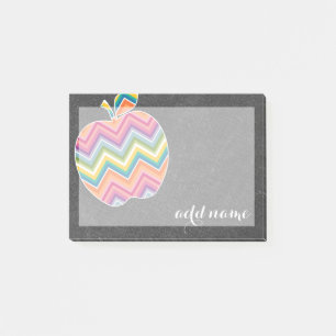 Post-it® Pomme enseignant personnalisée avec Motif Chevron 