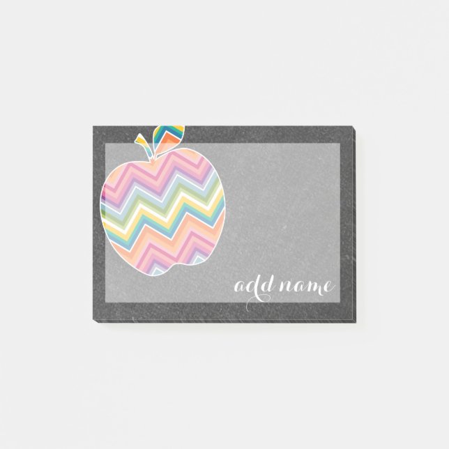 Post-it® Pomme enseignant personnalisée avec Motif Chevron  (Devant)