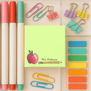 Post-it® Pomme et crayon Professeur personnalisé Vert 3 x 3
