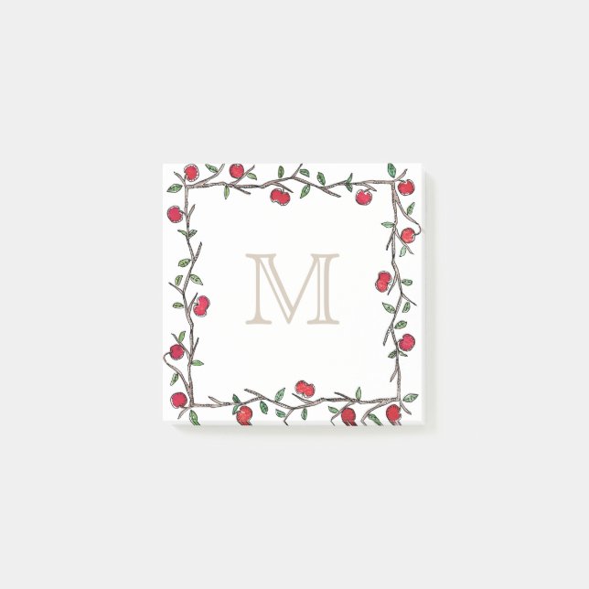 Post-it® Pomme rouge Vigne Beige Monogramme (Devant)