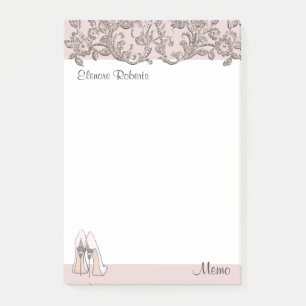 Post-it® Pompe/stiletto rose et tourbillons floraux