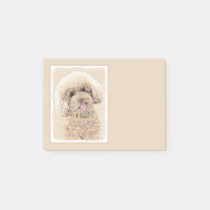 Post-it® Poodle Miniature Toy Apricot Crème Chien Brown Art