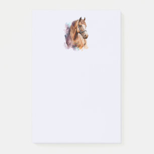 Post-it® Portrait de tête de cheval brun à l'aquarelle