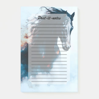 Post-it® Portrait minimaliste de cheval noir de course