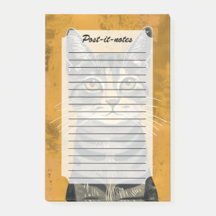 Post-it® Portrait minimaliste rétro de chat tigré