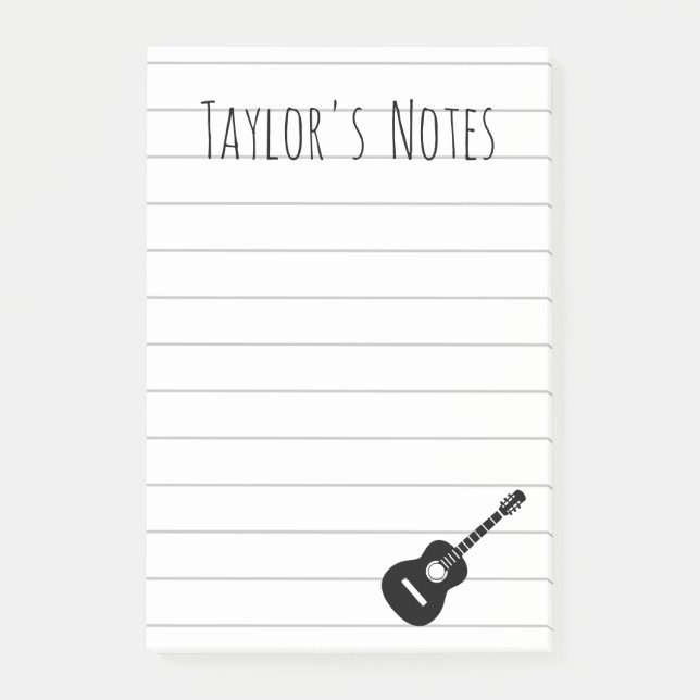 Post-it® Post-it Notes avec nom personnalisé Guitare Cool (Devant)