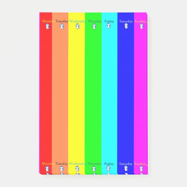 Post-it® Post-it Notes Jours de la Semaine Rayure Manchot (Devant)