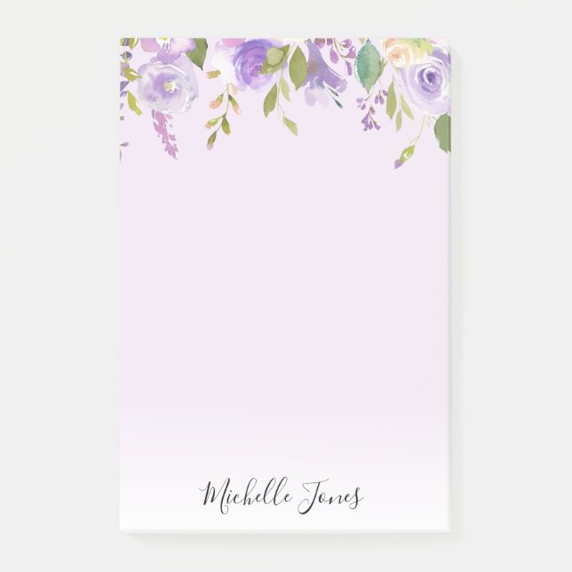 Post-it® post personnalisé à fleurs violettes il note colla (Devant)