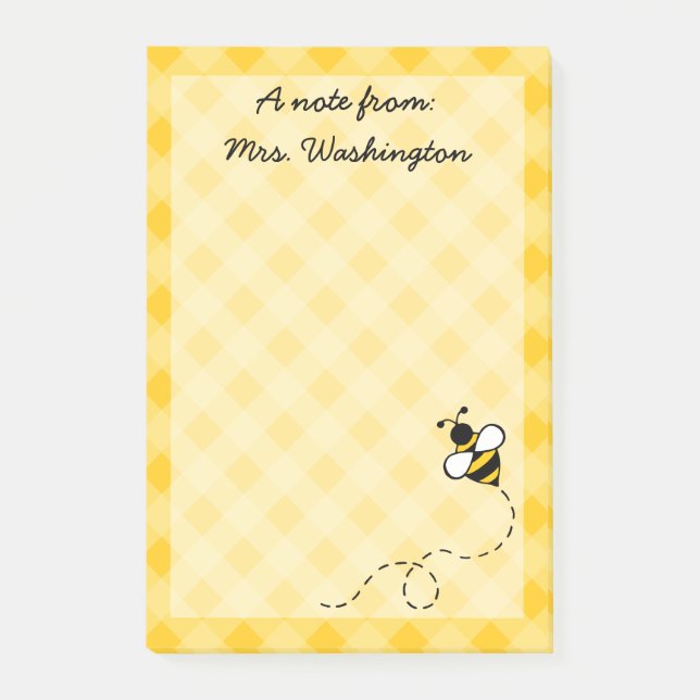 Post-it® Poste de l'enseignant d'abeilles au miel sur mesur (Devant)