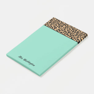 Post-it® Poste d'enseignant de Leopard Turquoise Personnali