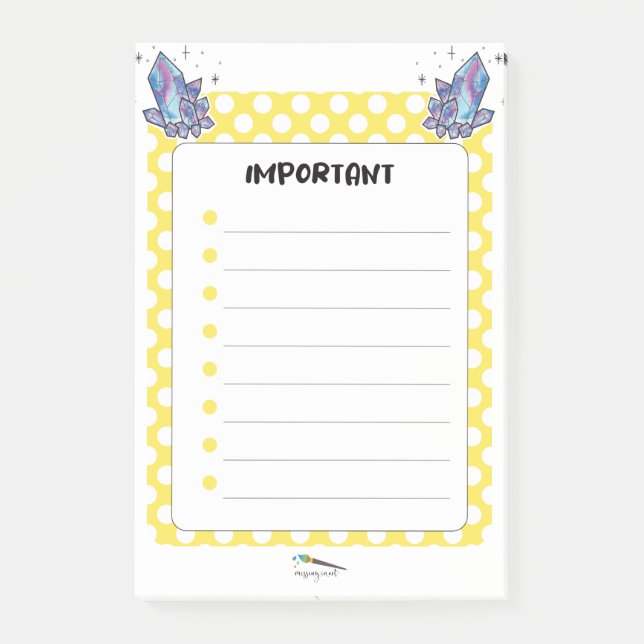 Post-it® Pot et diamants de Polka jaune IMPORTANT (Devant)