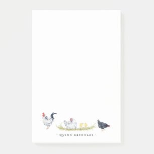 Post-it® Poules de Ferme Rustique Papeterie Monogramme