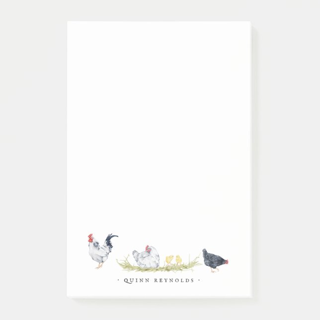 Post-it® Poules de Ferme Rustique | Papeterie Monogramme (Devant)