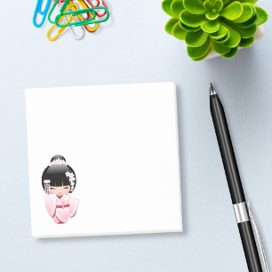 Post-it® Poupée Kokeshi au kimono rose Kawaii