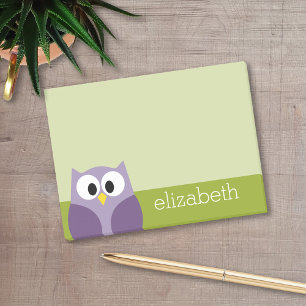 Post-it® Pourpre de hibou de bande dessinée et nom mignons