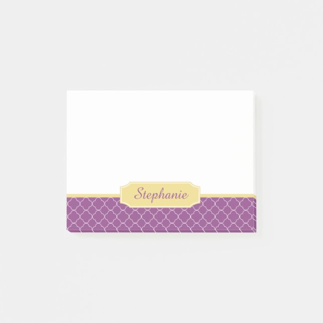 Post-it® Pourpre et monogramme de Quatrefoil d'or (Devant)