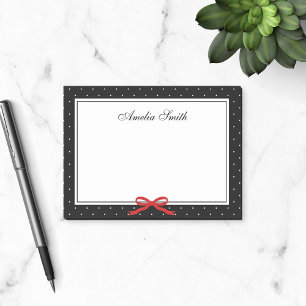 Post-it® Preppy Black avec blanc Polka Dot Rouge Ruban