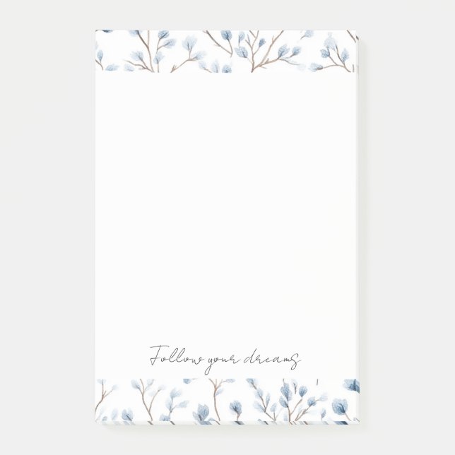 Post-it® Pretty Blue White Flowers (Devant)