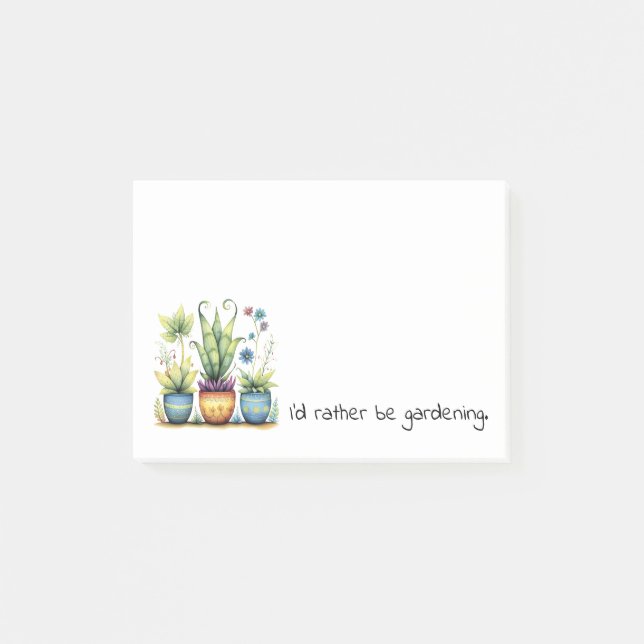 Post-it® Pretty Flower Pots I'd Rather Be Gardening (Devant)