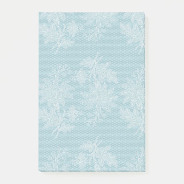 Post-it® Pretty Light Blue White Floral Faux Lace   (Devant)