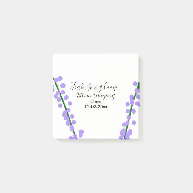 Post-it® Printemps frais camping fleurs de lavande nom date (Devant)