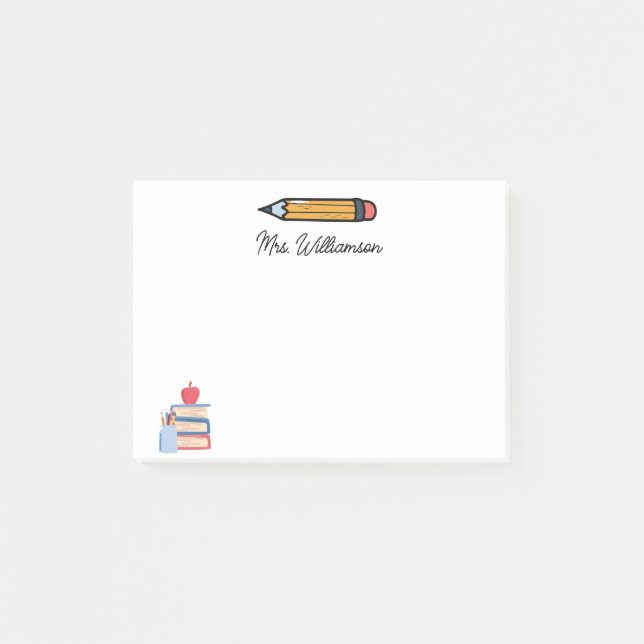 Post-it® Professeur de Crayon de Cute Personnalisé Retour à (Devant)