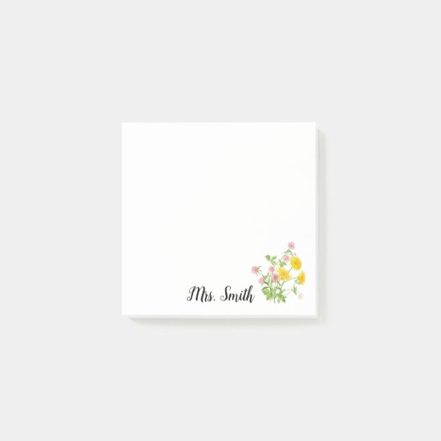 Post-it® Professeur de monogramme de bouquet de fleurs de C (Devant)