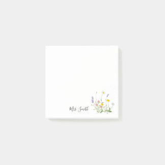 Post-it® Professeur de monogramme de bouquet de fleurs sauv