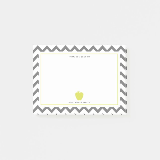 Post-it® Professeur jaune au néon gris de Chevron Apple (Devant)