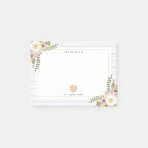 Post-it® Professeur rose en bois gris floral poussiéreux